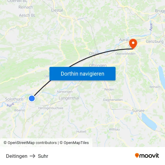 Deitingen to Suhr map