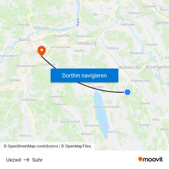 Uezwil to Suhr map