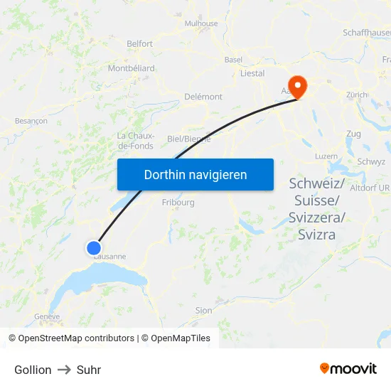 Gollion to Suhr map
