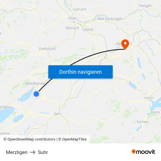 Merzligen to Suhr map