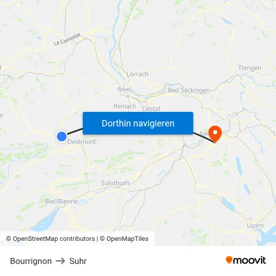 Bourrignon to Suhr map
