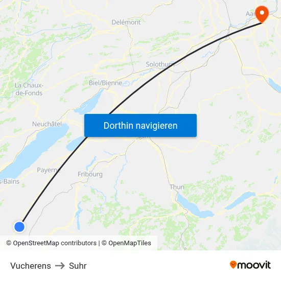 Vucherens to Suhr map