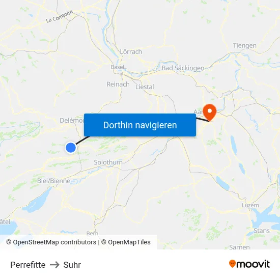 Perrefitte to Suhr map