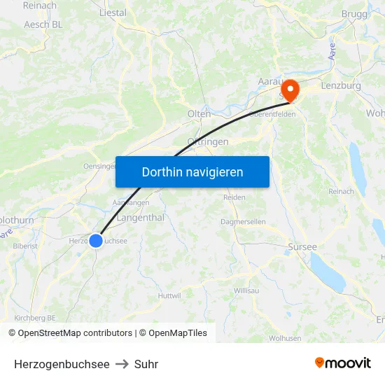 Herzogenbuchsee to Suhr map