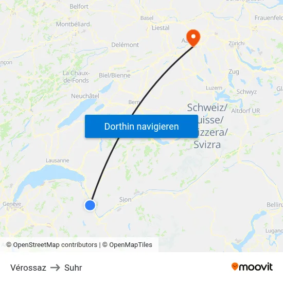 Vérossaz to Suhr map