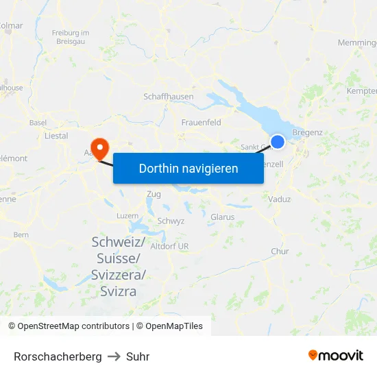 Rorschacherberg to Suhr map