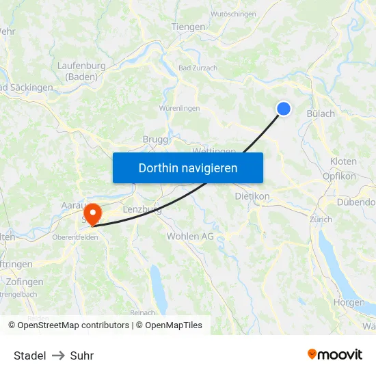 Stadel to Suhr map