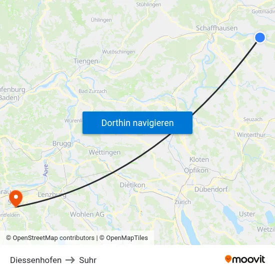 Diessenhofen to Suhr map