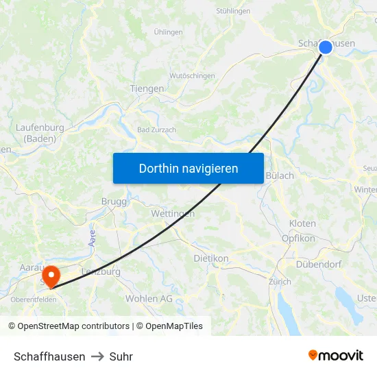 Schaffhausen to Suhr map