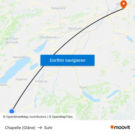 Chapelle (Glâne) to Suhr map