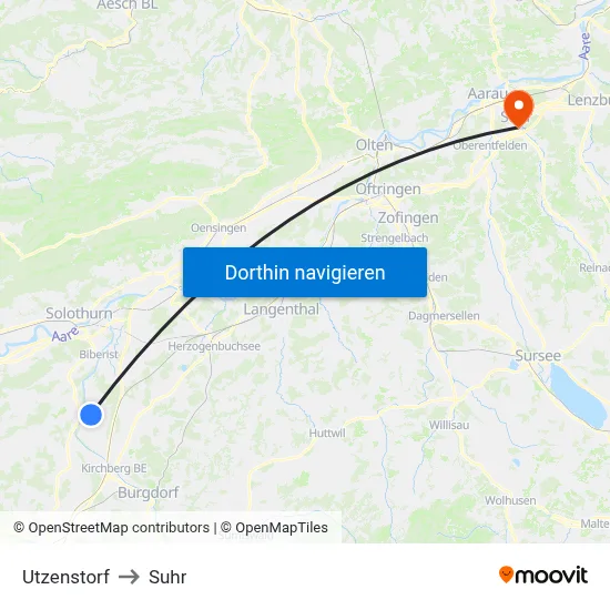 Utzenstorf to Suhr map