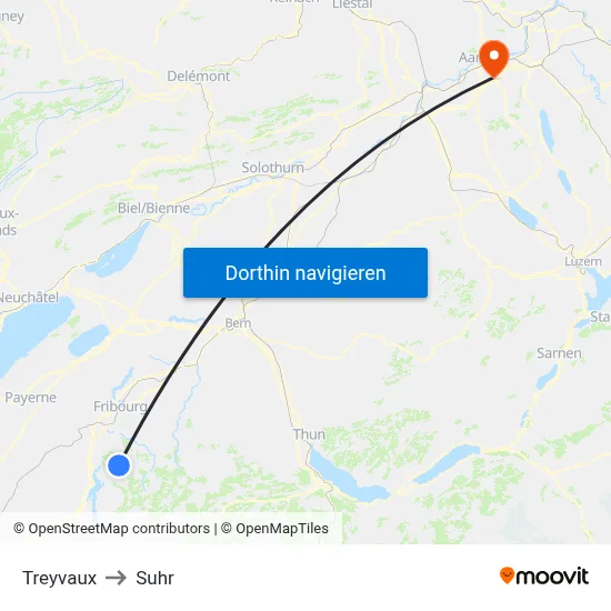 Treyvaux to Suhr map