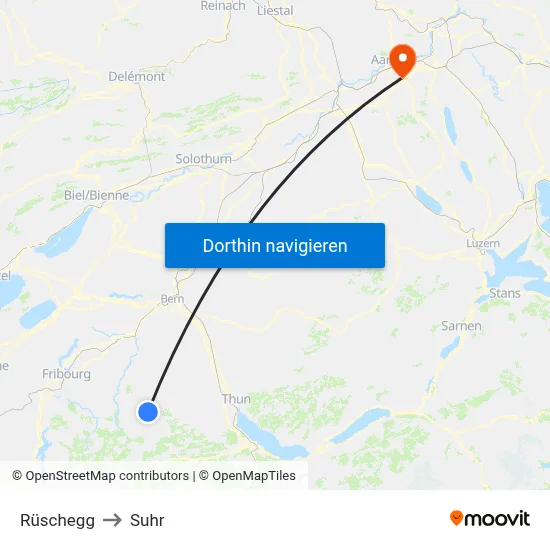 Rüschegg to Suhr map