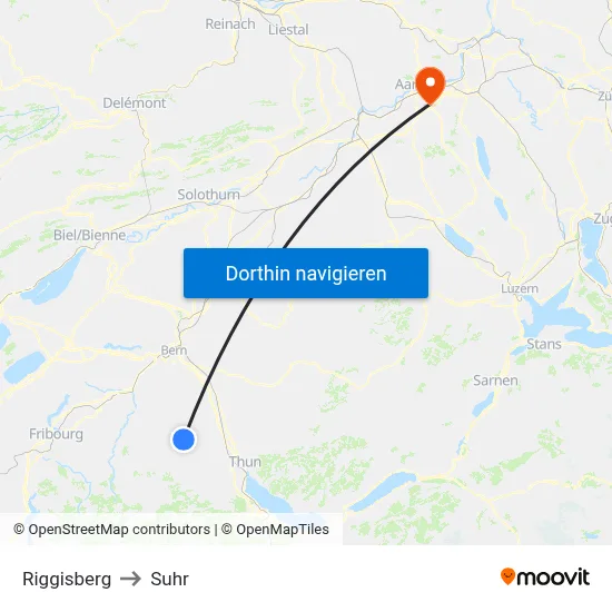 Riggisberg to Suhr map