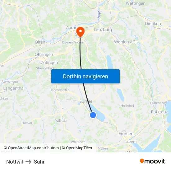 Nottwil to Suhr map