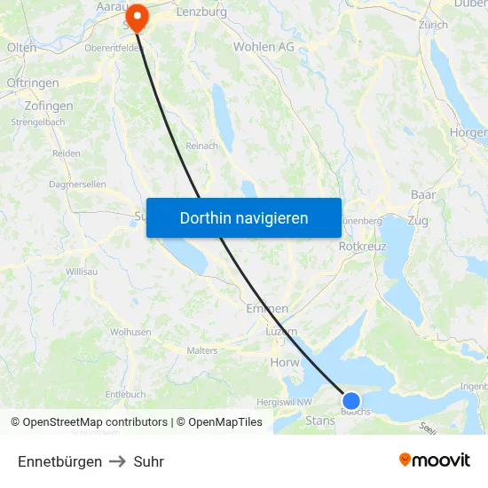 Ennetbürgen to Suhr map