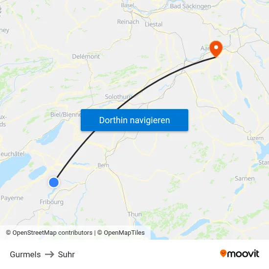 Gurmels to Suhr map