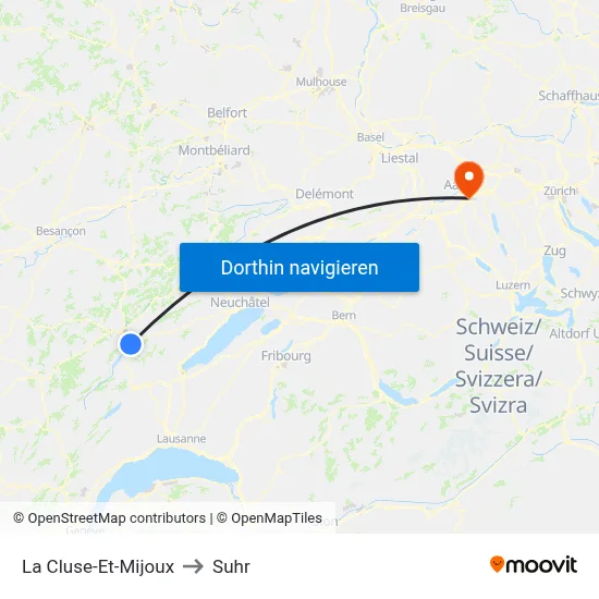 La Cluse-Et-Mijoux to Suhr map