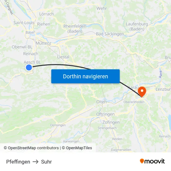 Pfeffingen to Suhr map