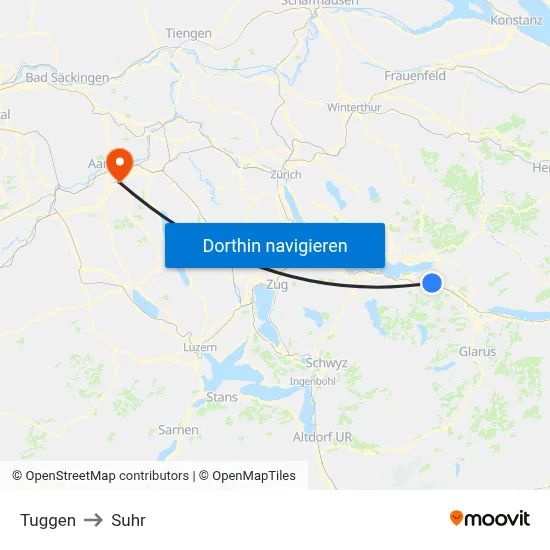 Tuggen to Suhr map