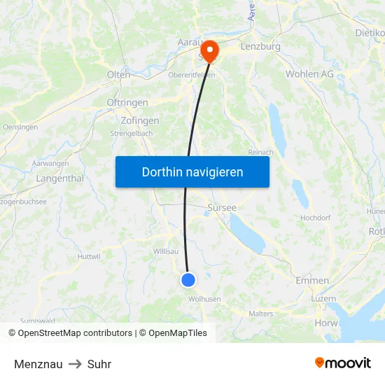 Menznau to Suhr map