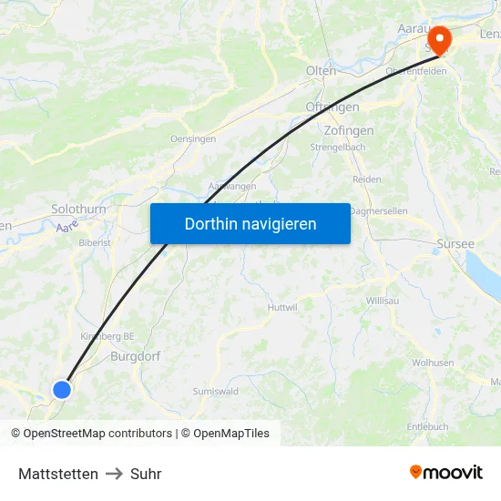 Mattstetten to Suhr map
