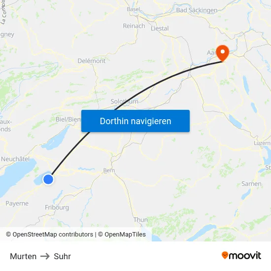 Murten to Suhr map