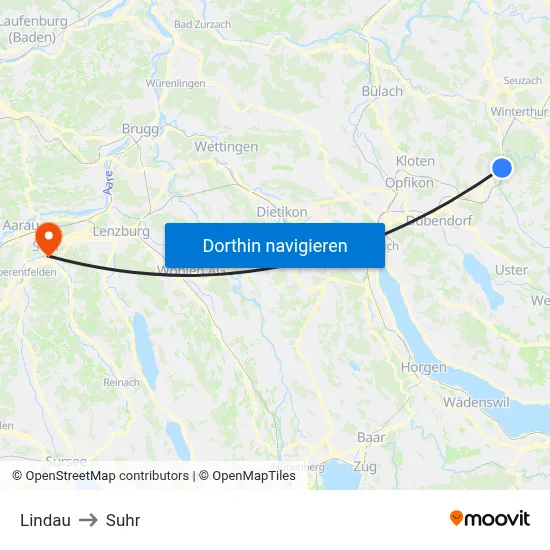 Lindau to Suhr map