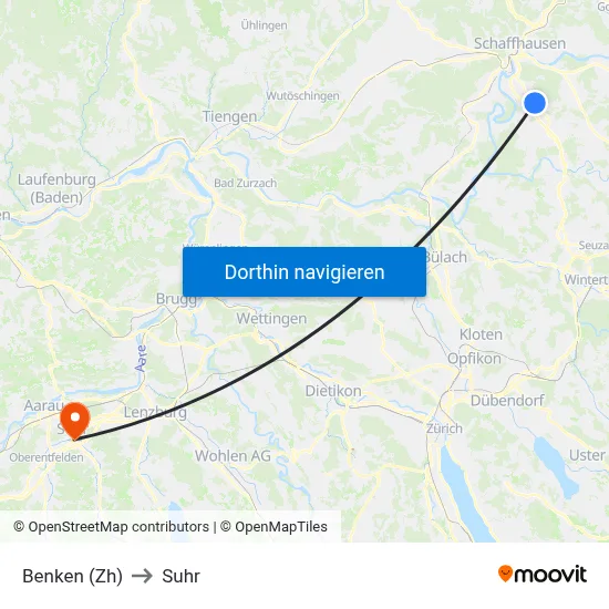 Benken (Zh) to Suhr map
