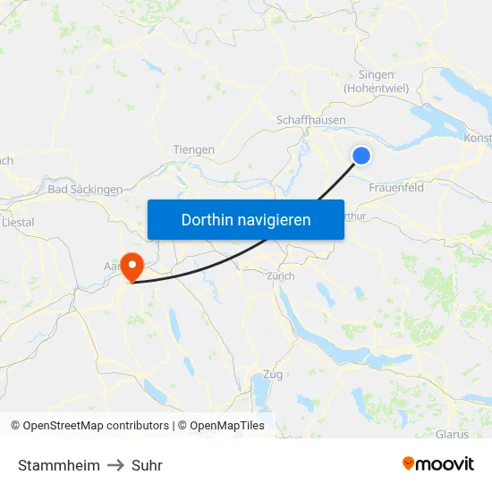 Stammheim to Suhr map