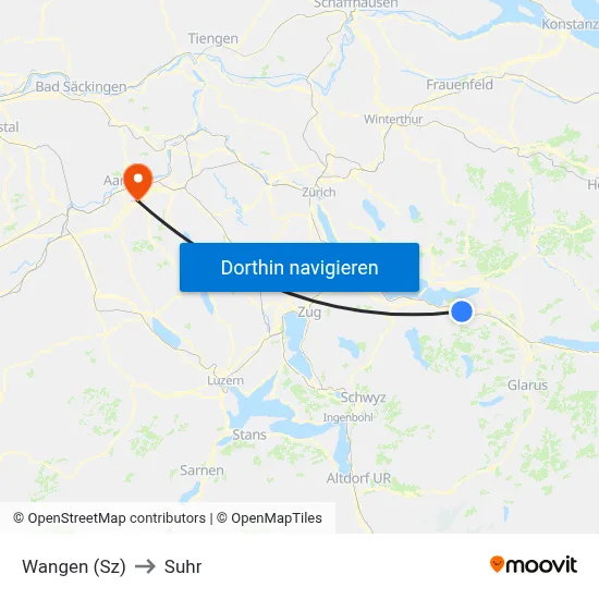 Wangen (Sz) to Suhr map
