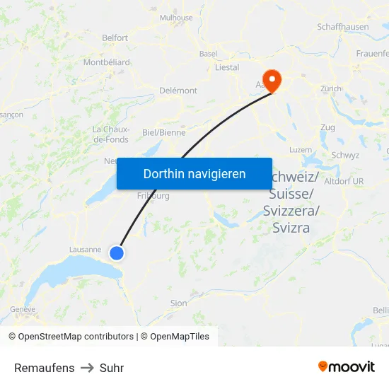 Remaufens to Suhr map