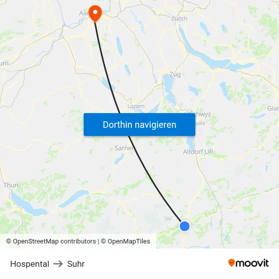 Hospental to Suhr map