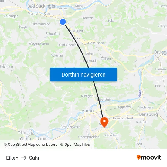 Eiken to Suhr map