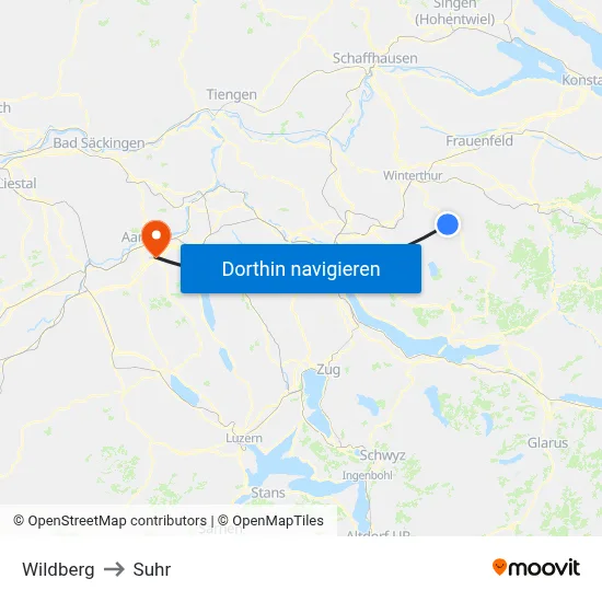 Wildberg to Suhr map