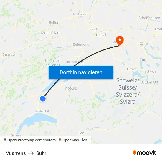 Vuarrens to Suhr map