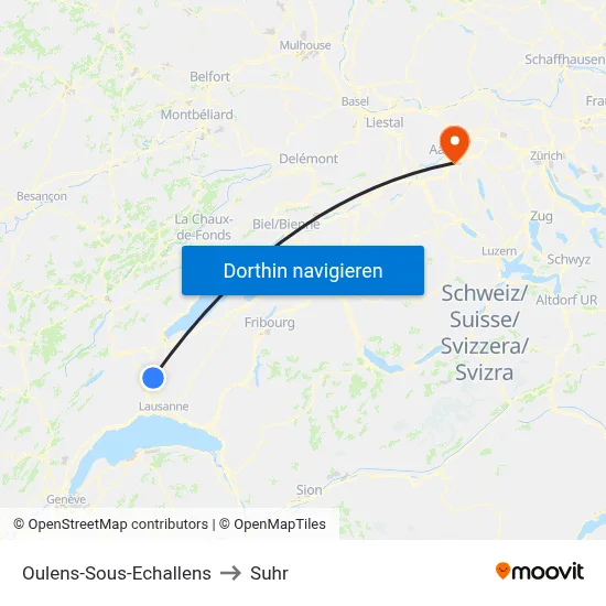 Oulens-Sous-Echallens to Suhr map