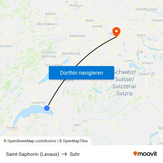 Saint-Saphorin (Lavaux) to Suhr map