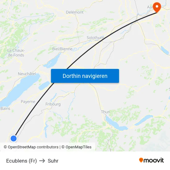 Ecublens (Fr) to Suhr map