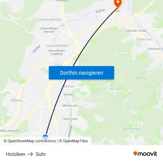 Holziken to Suhr map