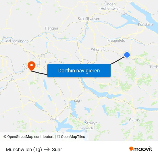 Münchwilen (Tg) to Suhr map