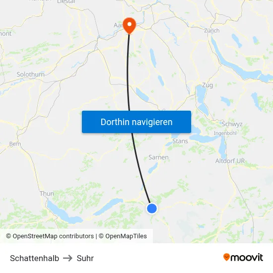 Schattenhalb to Suhr map