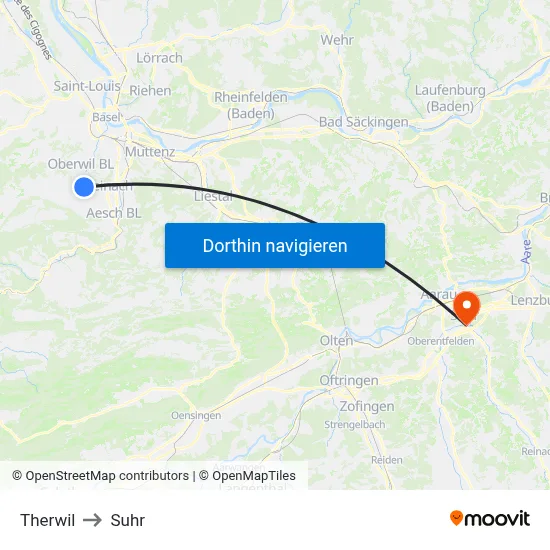 Therwil to Suhr map