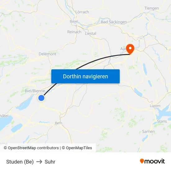 Studen (Be) to Suhr map