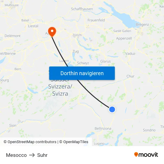 Mesocco to Suhr map