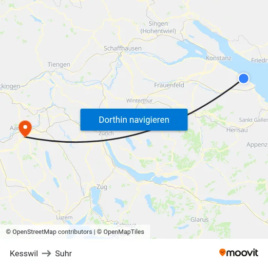 Kesswil to Suhr map