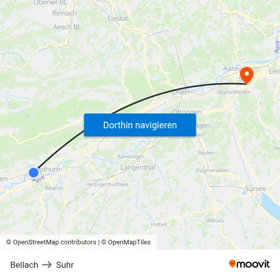 Bellach to Suhr map