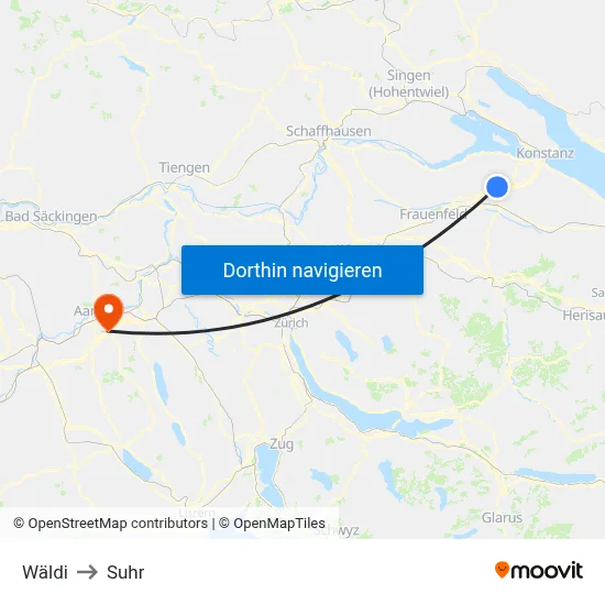 Wäldi to Suhr map