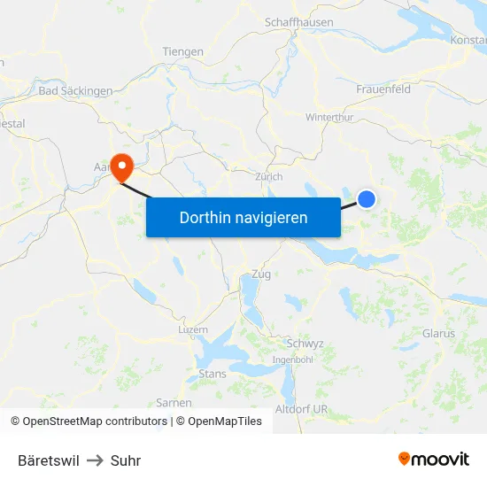 Bäretswil to Suhr map