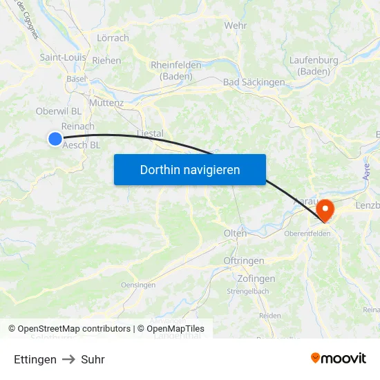Ettingen to Suhr map